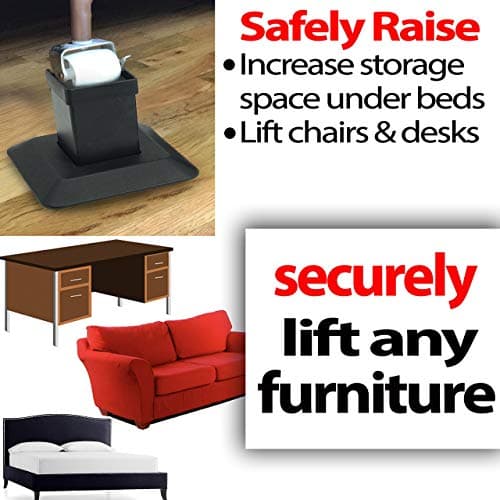 iPrimio Aluminum Heavy Duty Bed Risers - Metal, 5 Inch Lift, 4 Pack, Up to 9,000lbs - Raising Blocks, Furniture Risers - Tall, Safe, Sturdy Lifts for College Dorm, Couches, Bed Frame Riser 5