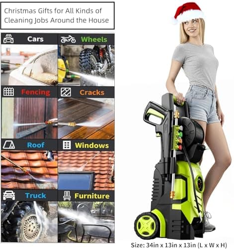 2026Upgraded Pressure Washer 5000PSI with Adjustable Touch Screen 8 Level, 34" Tall, 4 Quick Connect Nozzles,Inlet Hose&Filter&500mlFoam Cannon for Cars/Fences/Driveways/Home Cleaning,Yellow 5