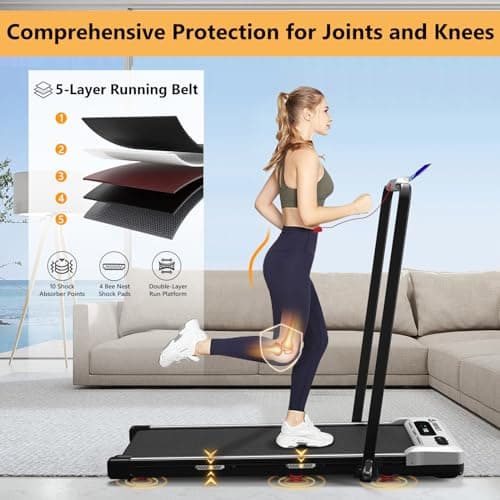 AIRHOT 2 in 1 Under Desk Treadmill, 2.5HP Folding Treadmills for Home, Compact Mini Walking Pad with Remote Control & LED Display, Free Installation - White 5