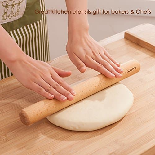 GOBAM Wood Rolling Pin, Small - Dough Roller for Pasta, Cookies, Pie, Pizza, Chapati, Fondant, Rolling Pins for Baking, Bread Making Tools and Supplies - 11 x 1.38 Inches 6
