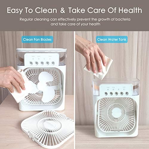 NTMY Portable Air Conditioner Fan, Mini Evaporative Air Cooler with 7 Colors LED Light, 1/2/3 H Timer, 3 Wind Speeds and 3 Spray Modes for Your Desk, Nightstand, or Coffee Table 7