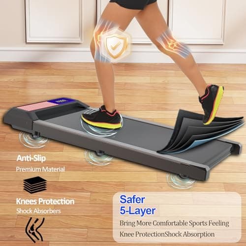 Upreign Walking Mat,Under Desk Treadmill 2.5HP for Home and Office, 265Lbs Weight Capacity,Treadmill with APP &Remote Control, LED Display 7