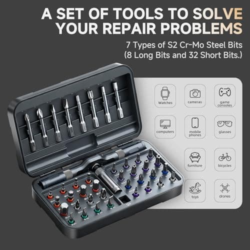 42 in 1 Magnetic Screwdriver Set, DIY Ratchet Screwdriver Set, Multi Bit Screw Drive with Storage Case, Portable Compact Repair Tool Kit for Gifts, Furniture, Computer, Bicycle 7