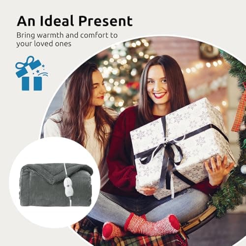 Drewin Heated Weighted Blanket, Sherpa Fleece Electric Throw Blanket 15 lbs for Adult, Fast Heating, Weighted Blankets Twin Size with 4 Heating Levels 2 Hours Timer Auto Off, 48 x 72 inches, Grey 7
