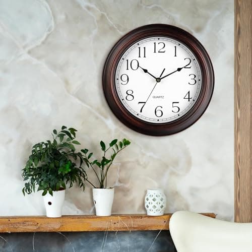 KECYET 14 Inch Wall Clocks Battery Operated Silent Non-Ticking Wall Clock Vintage Retro Rustic Style Decorative for Living Room Kitchen Farmhouse (Bronze) 7