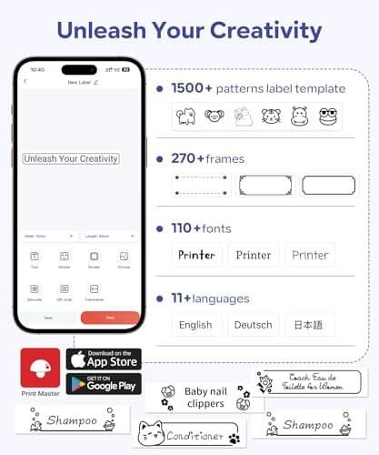 VolenGo M950 Label Maker, Rechargeable Backlit Portable Bluetooth Labeler Machine with Tapes, Inkless Label Printer for 12mm Name-Tags/Daycare-Labels/File-Labels, Teacher Gifts, School Office Supplies 6