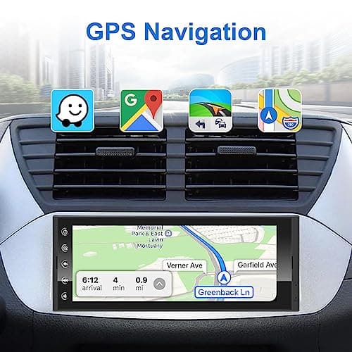 6.9 Inch Single Din Car Stereo with Wireless Apple CarPlay & Wireless Android Auto, Single Din Touchscreen Radio, Android 10 Multimedia System, GPS, Bluetooth, WiFi, FM, SWC, USB 6