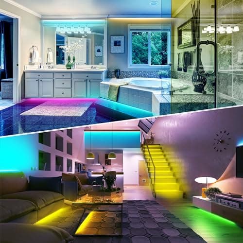 NBBUFF Led Lights for Bedroom 130FT(2 Rolls of 65.6ft), Music Sync Led Strip Lights with 60 Keys Remote and App Control, Color Changing RGB Led Lights for Room Kitchen Party Home Christmas Decoration 5