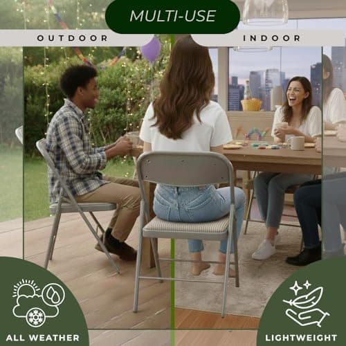 Amazing for less Pack of 2 (Fabric/Vinyl) Steel Frame Metal Foam Padded Folding Chairs (Black, Gray, White) (2-Pack - Fabric White) 6