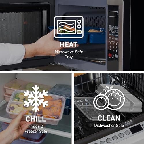 Bentgo Prep - 20-Piece 3-Compartment Reusable Meal Prep Containers with Lids, PFAS & BPA Free Materials, Durable, Microwave, Freezer, & Dishwasher Safe To Go Food Storage (Lilac) 5