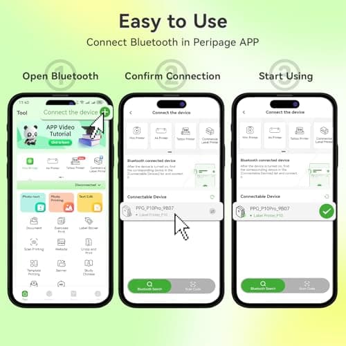 Portable Label Maker Machine P10Pro - Wireless Bluetooth Label Printer with Tape Included, Multiple Templates, Easy to Use for Office and Home Organization, USB Rechargeable（White） 6