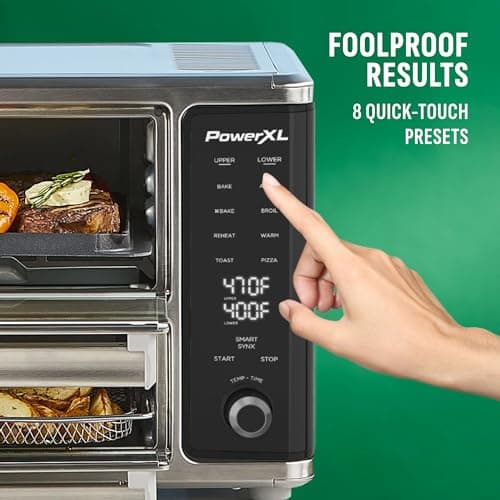 PowerXL SmartSynx Dual Door Oven, 8 Quick-Touch Cooking Presets including Air Fry, Toast, Bake, Broil, Reheat and More, Cook 2 Different Foods at the Same Time, Large Capacity & Adjustable Temperature 6