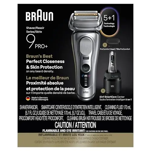 Braun Series 9 PRO+ Electric Shaver, Wet & Dry Razor, Pro SensoAdapt, 6in1 SmartCare Center, 9697CC, Silver 11