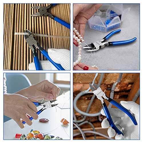 Wire Cutters 2 Pack KAIHAOWIN 6 Inch Wire Cutters Set Spring Loaded Wire Snips Diagonal Cutting Pliers Dikes Precision Wire Clippers Small Flush Cutter for Cutting Wires,Electronics,Cables,Jewelry,DIY 7