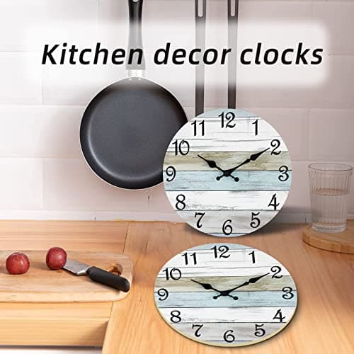 CHYLIN Wall Clock Silent Non Ticking Wall Clocks Battery Operated, Rustic Coastal Country Clock Decorative for Bathroom Kitchen(10 Inch) 6