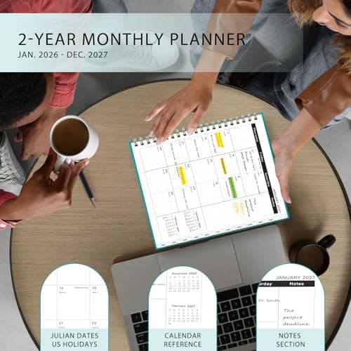 Ymumuda 2026 Planner-2 Year Monthly Planner 2026-2027, JAN.2026 - DEC.2027, 8.5" x 11", 26-27 Monthly Calendar,Large Planner with Spiral Bound, 24 Months Perfect for School Office Schedule 2