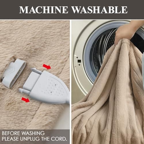 STONECREST Reversible Electric Blanket Heated Throw, 50"x60" Heating Blanket with 5 Setting Controller, 4 Hour Auto-Off, Overheating Protection, ETL Certified, Machine Washable(Beige, 50"x60") 7