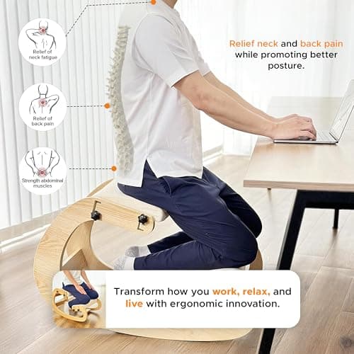 Ergonomic Adjustable Kneeling Chair for Back Pain Relief - Office Desk Posture Stool with Multiple Height Adjustments - Improves Posture & Comfort 6
