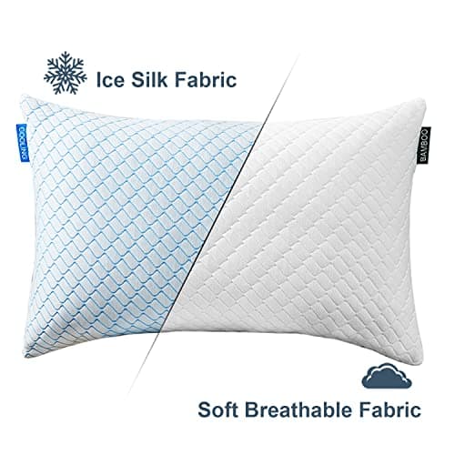 Uniqwamer Cooling Bed Pillows for Sleeping 2 Pack Shredded Memory Foam Adjustable Pillows Standard Size Set of 2 for Side Back Sleepers - Luxury Extra Comfy Gel Pillows with Washable Removable Cover 5