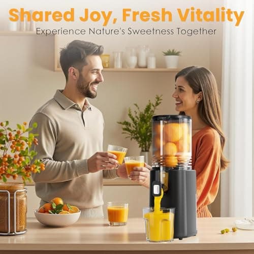 Cold Press Juicer, 5.5inch Wide Feed Chute Juicer Machine, Slow Masticating Juicer for Whole Vegetables & Fruits, Black 8
