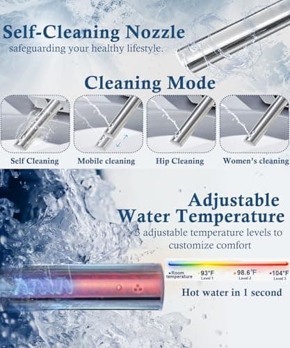 Electric Bidet Toilet Seat Elongated with Heated Seat, Warm Air Dryer, Endless Warm Water, Oscillating and Pulsating Spray Wash, Stainless Steel Self-Clean Nozzle (Bidet Toilet Seat Elongated 2) 5