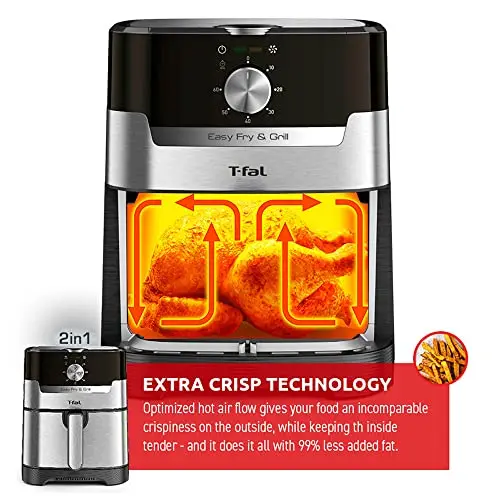 T-fal Easy Fry and Grill Air fryer, Stainless Steel, 4.4Quart/4.2L, Die Cast Grill Plate, Digital Recipe Book 6