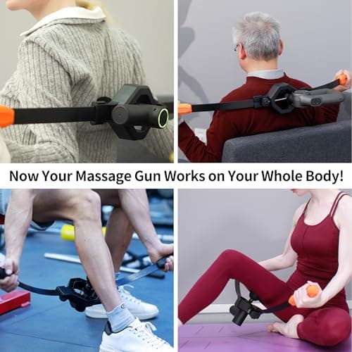GREENTEC Massage Gun Holder for Hard to Reach Areas. Relieve Muscle Pain in Shoulders, Upper Back, Lower Back, Legs. Compatible with Most Massage Guns. Unlock Full Body, Deep Tissue Relief 5