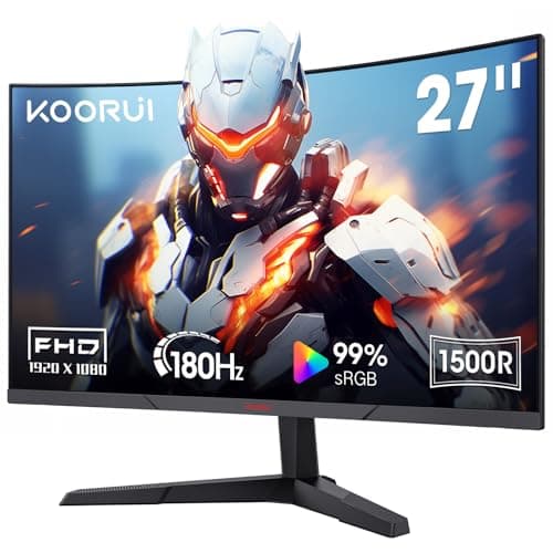 KOORUI 27 inch Curved Gaming Monitor 180Hz FHD 1080P Computer Monitor,VA 1500R Display,Eye Care,Adaptive Sync,DisplayPort1.2& HDMI2.0,VESA Compatible,Tilt Adjustable,Black