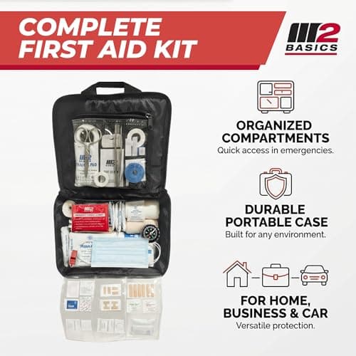 M2 BASICS Premium 300 Piece Professional First Aid Kit, 40 Unique Items, Durable Carry Bag for Home, Car, Business, Travel & Vehicle 6
