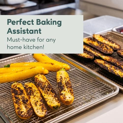 Ultra Cuisine Oven-Safe, Dishwasher-Safe 100% Stainless Steel Cooling and Baking Rack Set Heavy Duty Tight-Wire - 11.5 x 16.5-inch - Set of 2 - Half Sheet Pan Cooling Racks 9