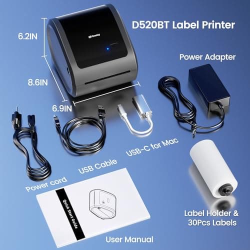 Omezizy Bluetooth Shipping Label Printer 4x6 - D520BT Thermal Label Printer for Small Business, Thermal Printers with Built-in Label Holder, Compatible with USPS, Tiktok, Amazon 7
