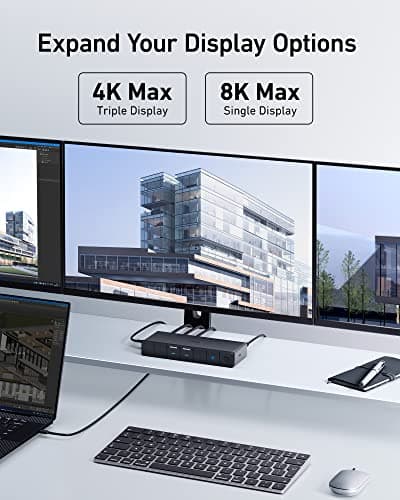 Anker 568 USB-C Docking Station (11-in-1, USB4), Up to 100W Charging for Laptop, 40Gbps Data Transfer, Ethernet, Single 8K, Triple 4K Display, 6 USB Ports for Windows Laptop and More(Gray) 5