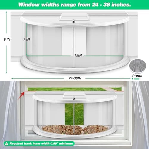 Sylaza Window Bird Feeder Inside House, Window Bird Feeders for Viewing, 180° Clear View, Stable & Durable, Easy to Install and Feed, Windproof, No Gaps, for 24-38 Inch Windows 6