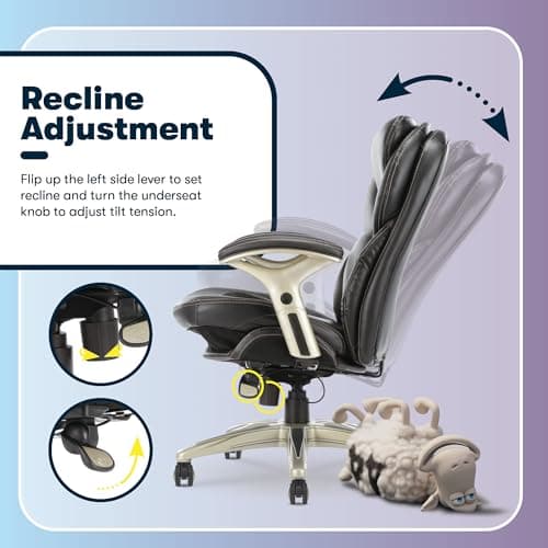 Serta Claremont Ergonomic Executive Office Chair with Back in Motion Technology, Adjustable Mid Back Desk Chair with Lumbar Support, Bonded Leather, Black 10