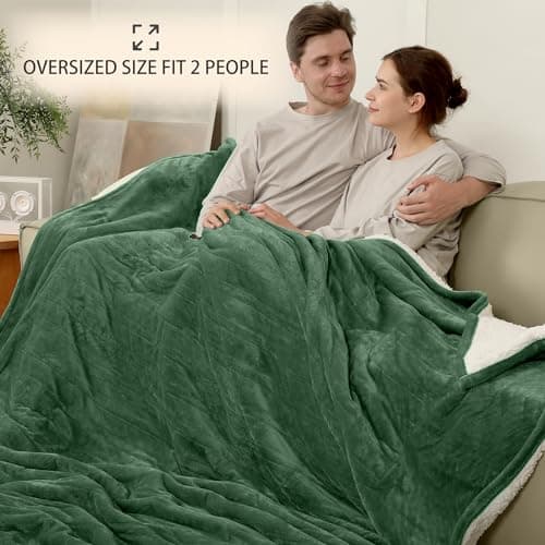 ESTINGO Heated Blanket Queen, 84"x90" Electric Blanket Queen Size Dual Control with 5 Heating Levels & 10 Hours Auto Off, Queen Size Heating Blanket with ETL Certified, Hunter Green 8