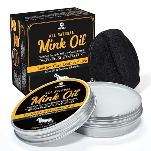 MEKER Mink Oil for Leather Boots, Leather Conditioner and Cleaner 3.52 oz-All-Natural Waterproof Soften and Restore Shoes