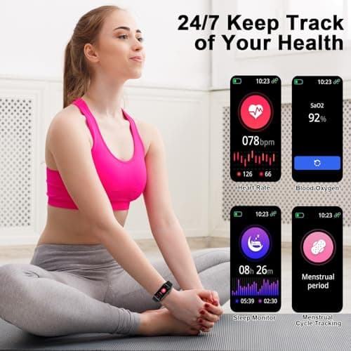 Smart Watch, 1.47" HD Smartwatch for Men Women with 24 Sport Modes, IP68 Waterproof Fitness Tracker with 24/7 Heart Rate/Sleep/SpO2 Monitor, Step Tracker, Pedometer, Activity Tracker for Android iOS 5