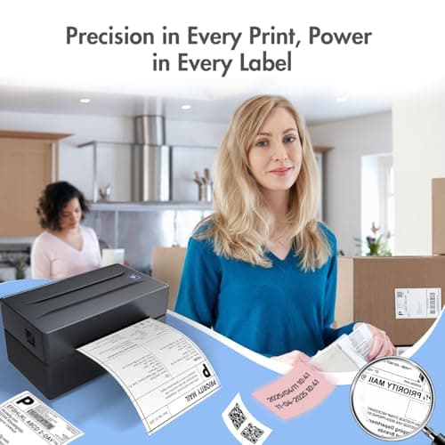 Bluetooth Thermal Shipping Label Printer: 4x6 Wireless Label Maker with Tape for Small Business - Compatible with iPhone, Android, Windows & Mac, Widely Used for USPS UPS Ebay Amazon Shopify Etsy 7