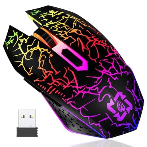 MELOGAGA Bluetooth Wireless Gaming Mouse, 2.4G Cordless RGB Rechargeable PC Game Mouse, Black