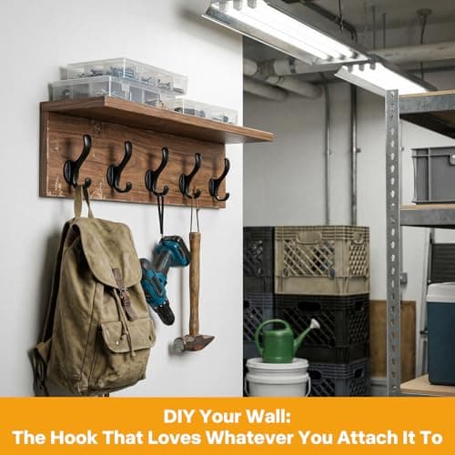 Ruiziiz Coat Hooks Heavy Duty - Wall Mount Metal Towel Hooks Screw-in Wall Hooks for Hanging Hat, Towel, Key, Robe, Scarf, Bag, Cap (6 PCS Black) 10