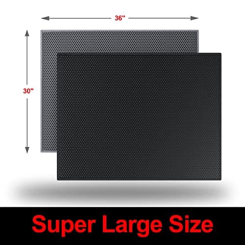 Waretary Cat Litter Box Mat: 36"x 30" Waterproof Kitty Cat Litter Trapping Mat, Easy-clean Double-layer Scatter Control Pad Rug (Grey) 8