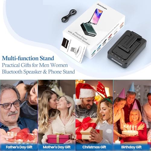 Cell Phone Stand with Wireless Bluetooth Speaker and Anti-Slip Base HD Surround Sound Perfect for Home and Outdoors with Bluetooth Speaker for Desk Compatible with iPhone/ipad/Samsung Galaxy 7
