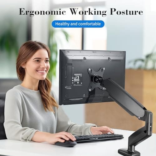 Monitor Mount Gas Spring Monitor Arm Desk Mount Fully Adjustable Fits 15-27 inch Monitors Weight Capacity up to 15.4 lbs,Dark Black 7
