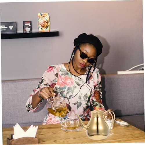 LABRIMP Electric Tea Kettle 1.2L Gold Teapot Stainless Steel Kettle Tea Kettles Stovetop Anti-Scald 5