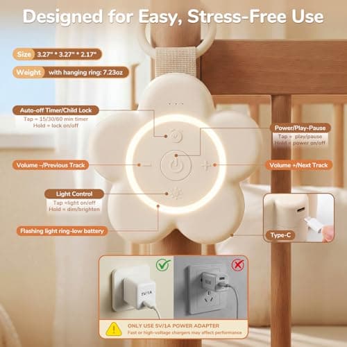 2025 Mom's Choice Awards | Portable White Noise Sound Machine Baby | 25 Soothing Sounds | Rechargeable Travel Sound Machine with Night Light | Newborn Essentials | Nursery Shower Gift, Home, Sleep Aid 8