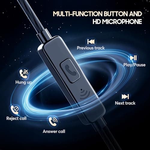 LWZCAM Earbuds Earphones with Microphone, 5 Pack Wired Heavy Bass Headphones, Earphone with Noise Isolating, Fits 3.5mm Interface for iPad, Desktop 5