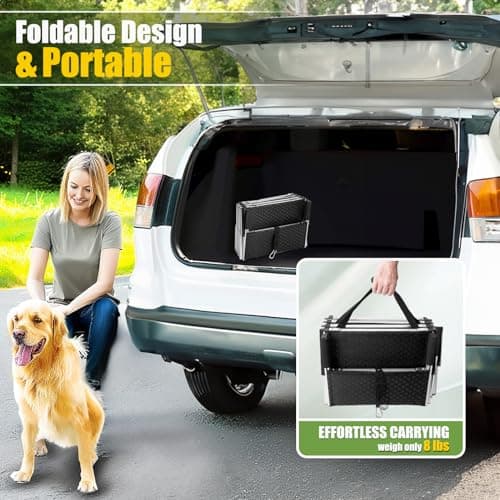 Foldable Dog Stairs with Non-Slip Surface - Portable Aluminum Dog Steps for Trucks, SUVs & Cars - 4 Steps 7