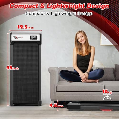 Walking Pad Treadmill 300 lb Capacity, 2 in 1 Under Desk Treadmill with Voice Control, 2.5HP Portable Treadmills for Home Small, Compact Walking Pad with APP & Remote Control, LED Display 7