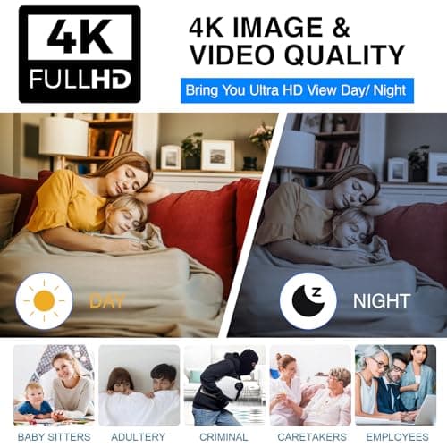 YISPK 4G LTE Hidden Camera,Cellular Security Camera No WiFi with 4G SIM Card, 4K HD Portable Car Spy Camera, 160° Wide View, with Night Vision, AI Motion Detection Alert App Control 5