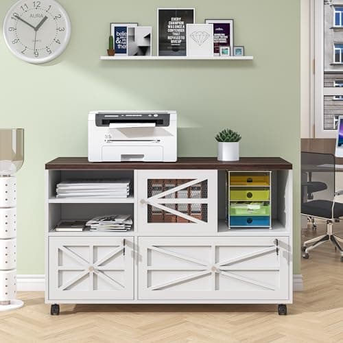 kepptory 2 Drawer File Cabinet with Lock, Rolling File Cabinet for Home Office Fits Files Letter/Legal/F4/A4, Filing Cabinet 2 Drawer with Adjustable Shelf & 2 Lockable Wheels (White + Brown) 5